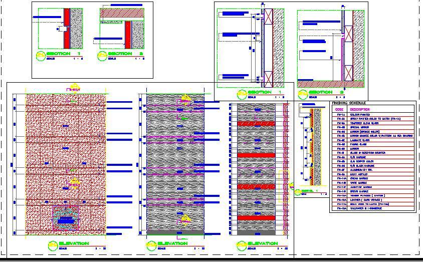 Stone and Veneer Wall Cladding Designs with Fixing Details CAD